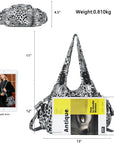 Washed leopard print PU multi-pocket shoulder bag for women-Angelkiss Bag