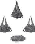 Tie-Dye Hobo Shoulder Bag with Rivet Strap Details