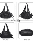 Washed PU solid color vintage large capacity shoulder bag