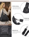 Washed PU solid color vintage large capacity shoulder bag