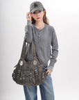 Structured Eco-Friendly Shoulder & Crossbody Bag with Multi-Pockets