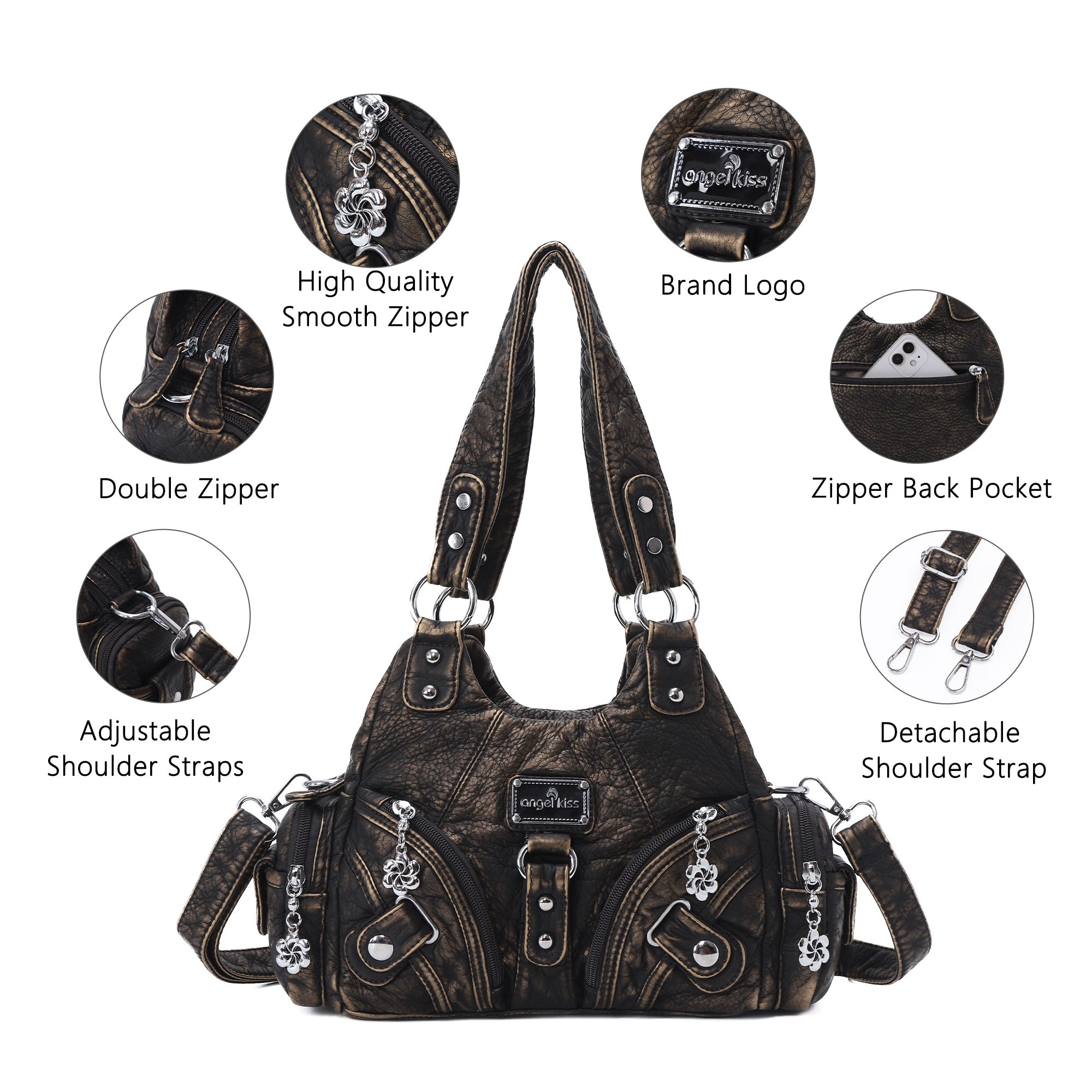 Retro tie-dye adjustable chic shopping tote-Angelkiss Bag