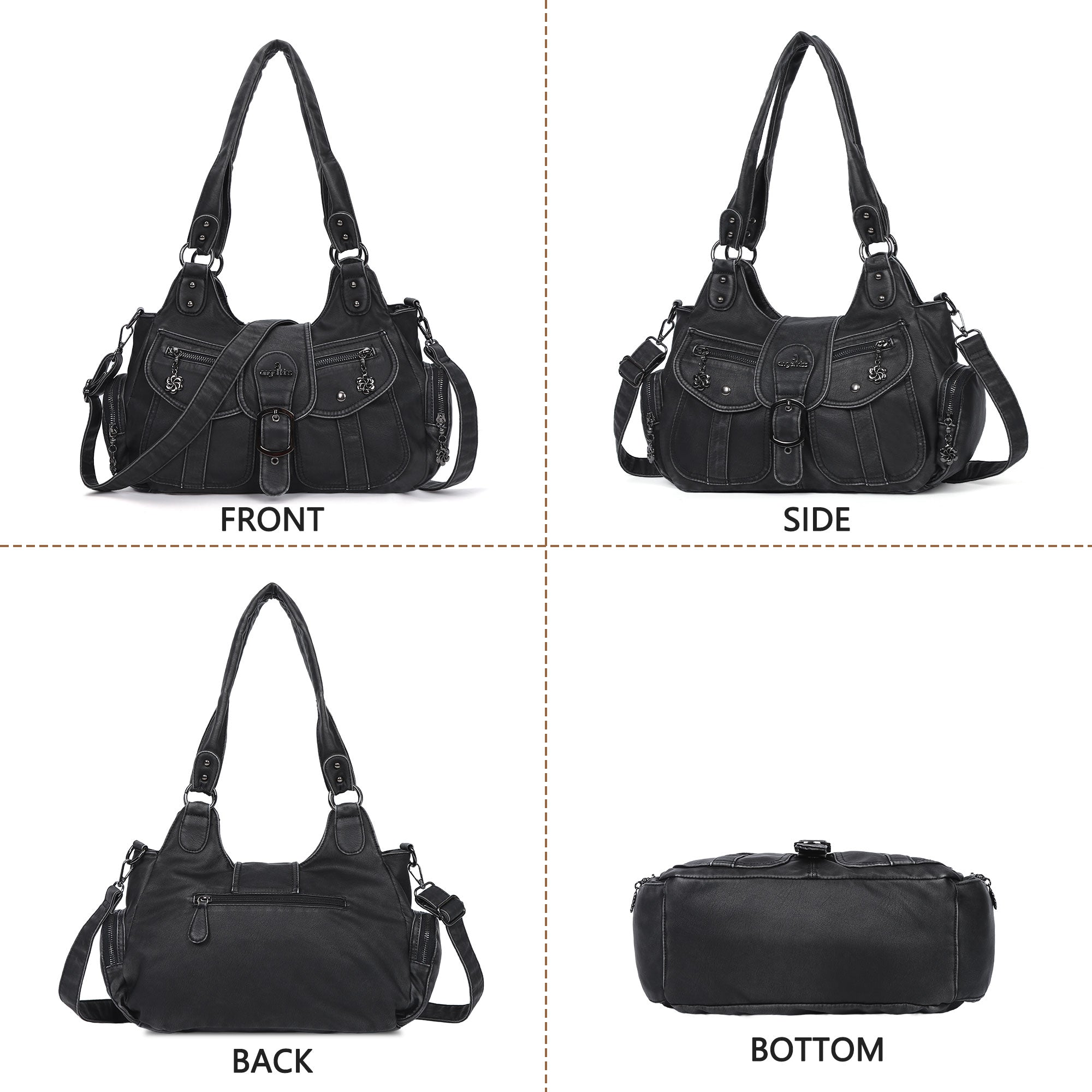 Women's retro fashion multi-compartment large capacity hobo bag | angel kiss bag-Angelkiss Bag