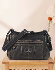 Classic Multi-Pocket Vegan Leather Shoulder Bag – Stylish & Functional