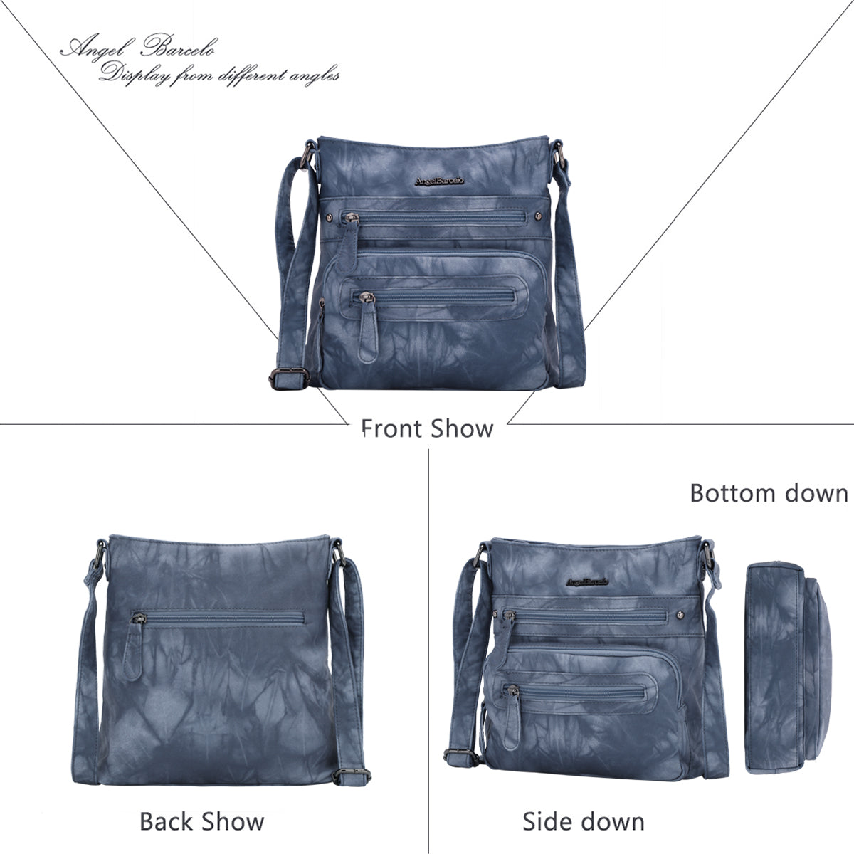 Women's tie-dye denim vintage crossbody bag-Angelkiss Bag
