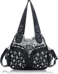 Women wash water PU leather multi-functional tie dye hardware accessories handmade hobo bag