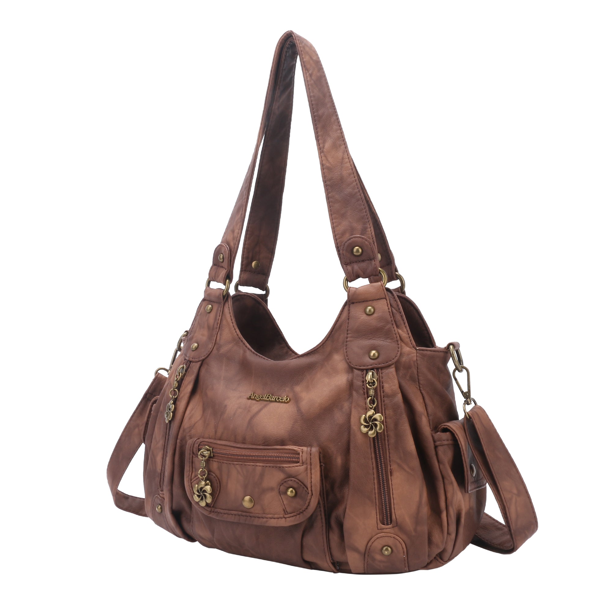 PU leather women's shoulder bag with tie-dye wash water-Angelkiss Bag