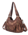 PU leather women's shoulder bag with tie-dye wash water-Angelkiss Bag