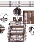 Wash water pu leather plaid document hobo backpacks-Angelkiss Bag