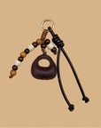 Beaded Mini Bag Charm Keychain with Cord Tassel