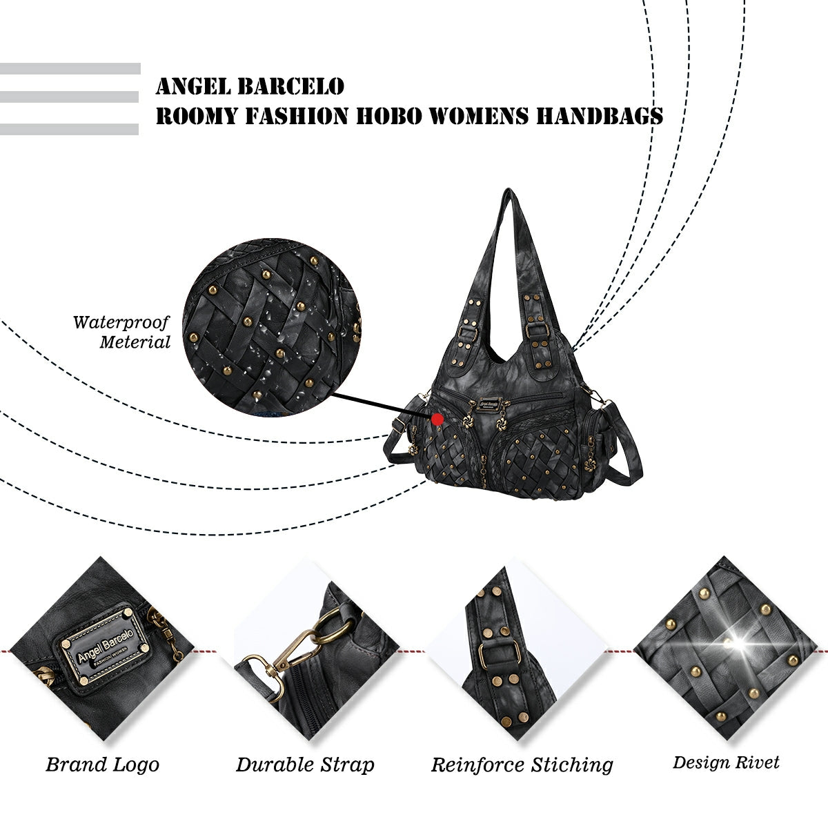Women shoulder Handbag of High Quality Washed PU Leather-Angelkiss Bag
