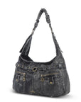 Vintage Vegan Leather Handbag – Multi-Pocket Shoulder Tote