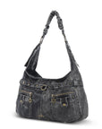 Vintage Vegan Leather Handbag – Multi-Pocket Shoulder Tote