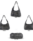Vintage Vegan Leather Handbag – Multi-Pocket Shoulder Tote