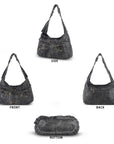 Vintage Vegan Leather Handbag – Multi-Pocket Shoulder Tote