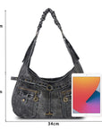 Vintage Vegan Leather Handbag – Multi-Pocket Shoulder Tote
