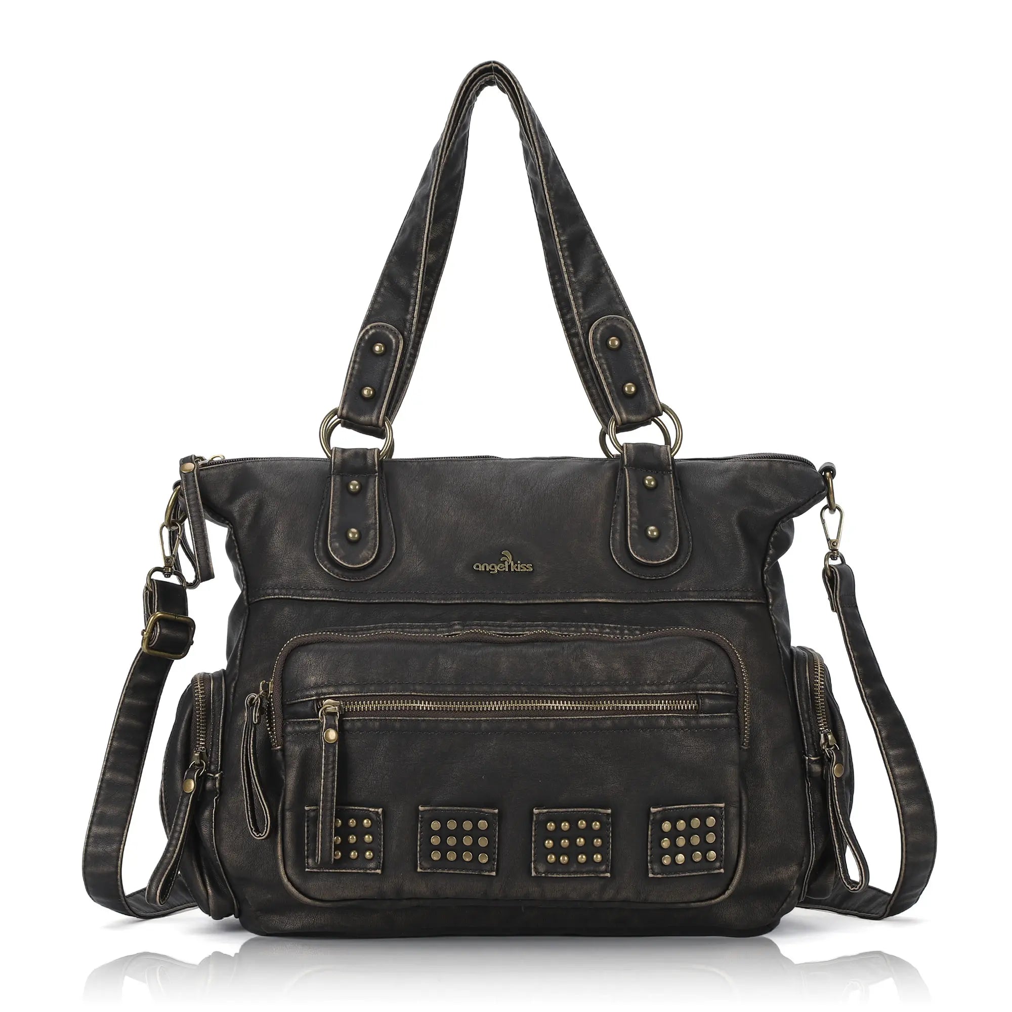 Vintage Vegan Leather Large Capacity Business Commuter Multi-functional Tote Shoulder Bag