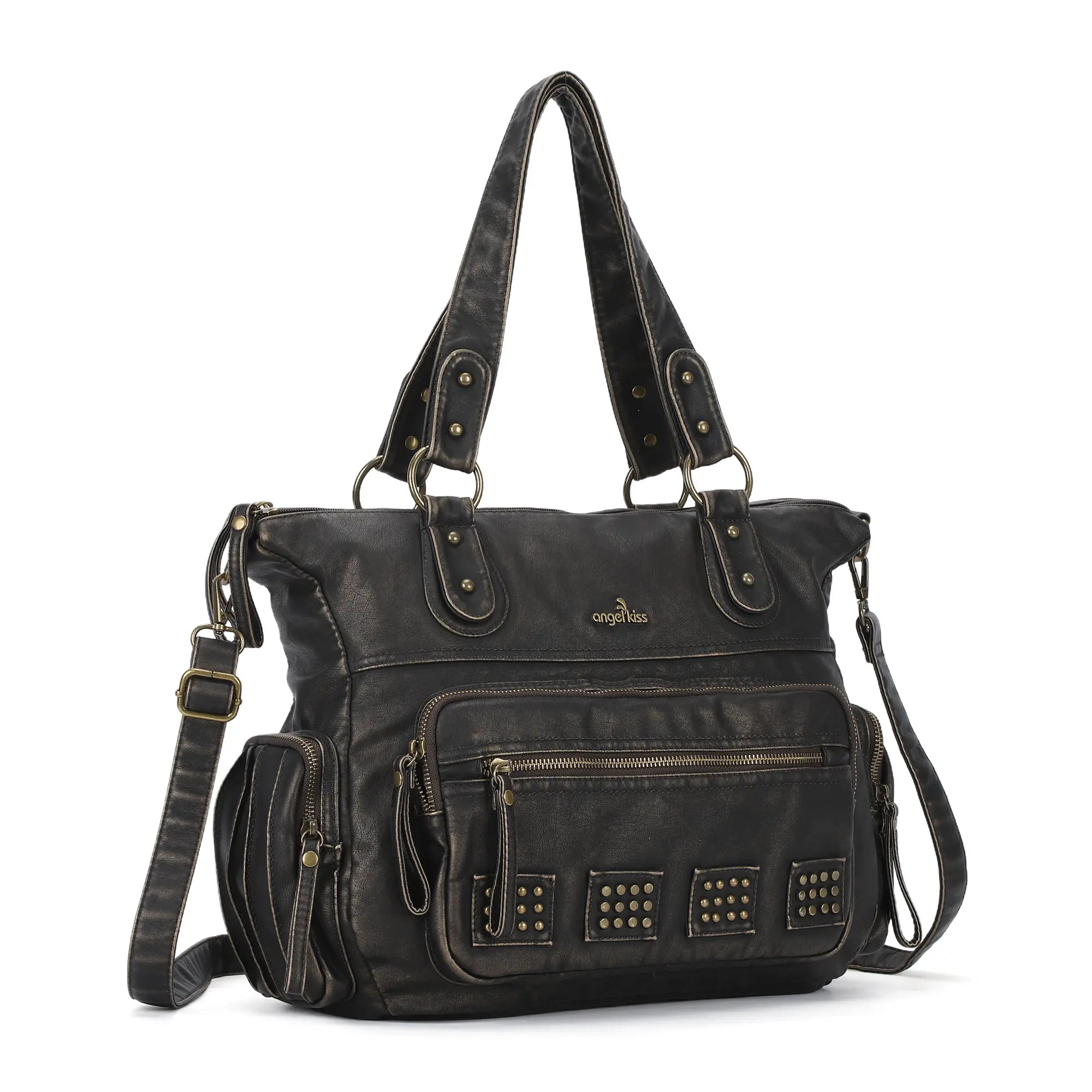 Vintage Vegan Leather Large Capacity Business Commuter Multi-functional Tote Shoulder Bag