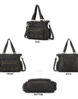 Vintage Vegan Leather Large Capacity Business Commuter Multi-functional Tote Shoulder Bag