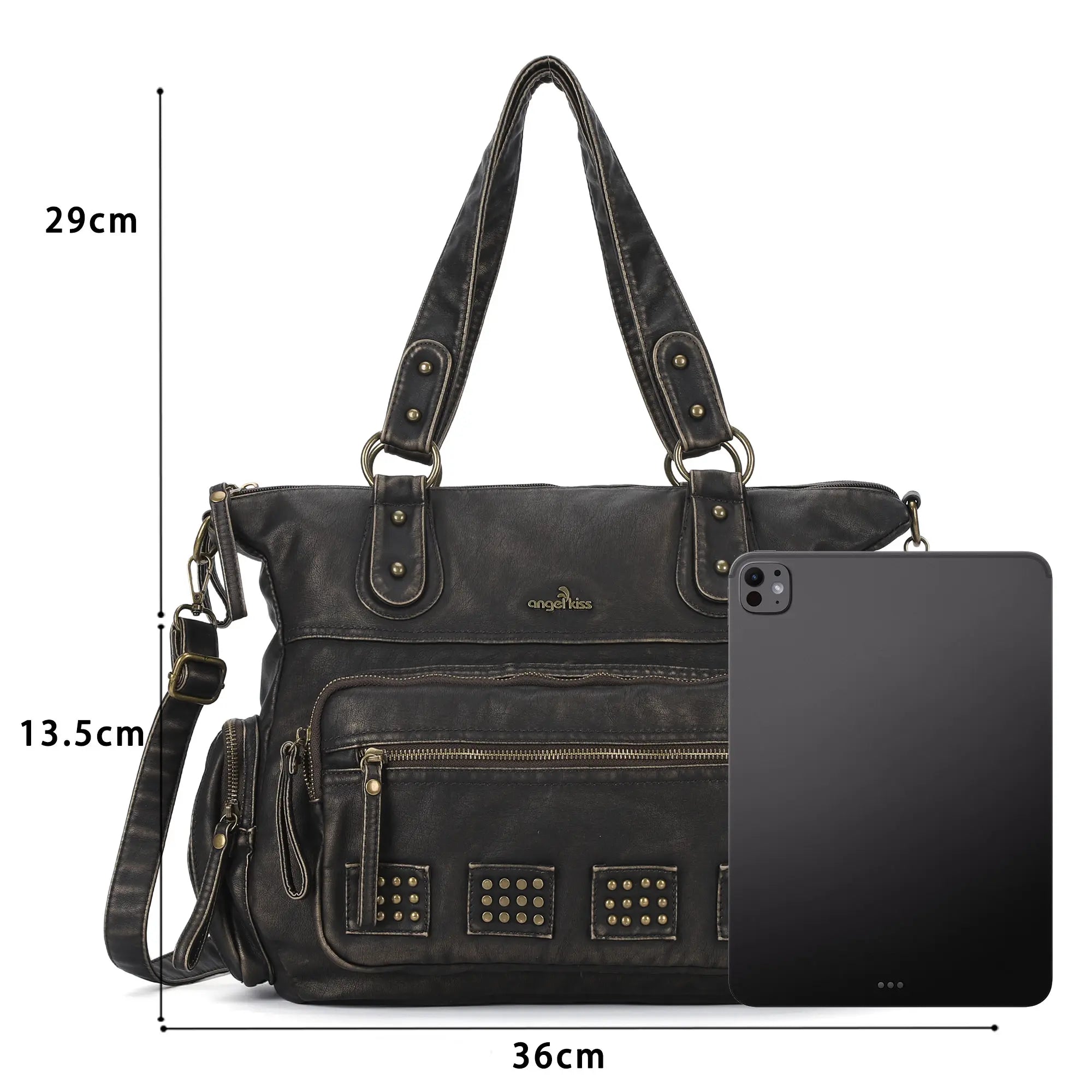 Vintage Vegan Leather Large Capacity Business Commuter Multi-functional Tote Shoulder Bag