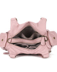 Tie-Dye Pink Multi-Pocket Vegan Leather Shoulder Tote Handbag