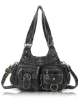 Tie-Dye Pink Multi-Pocket Vegan Leather Shoulder Tote Handbag