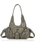 Studded Utility Multi-Pocket Shoulder Bag
