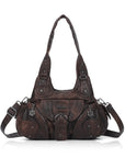 Studded Utility Multi-Pocket Shoulder Bag