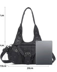 Studded Utility Multi-Pocket Shoulder Bag