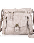 Solid color wash water pu leather adjustable shoulder strap daily shoulder bag-Angelkiss Bag