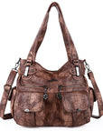 Washed Leather Hobobags Women Shoulder Bags-Angelkiss Bag