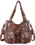 Washed Leather Hobobags Women Shoulder Bags-Angelkiss Bag