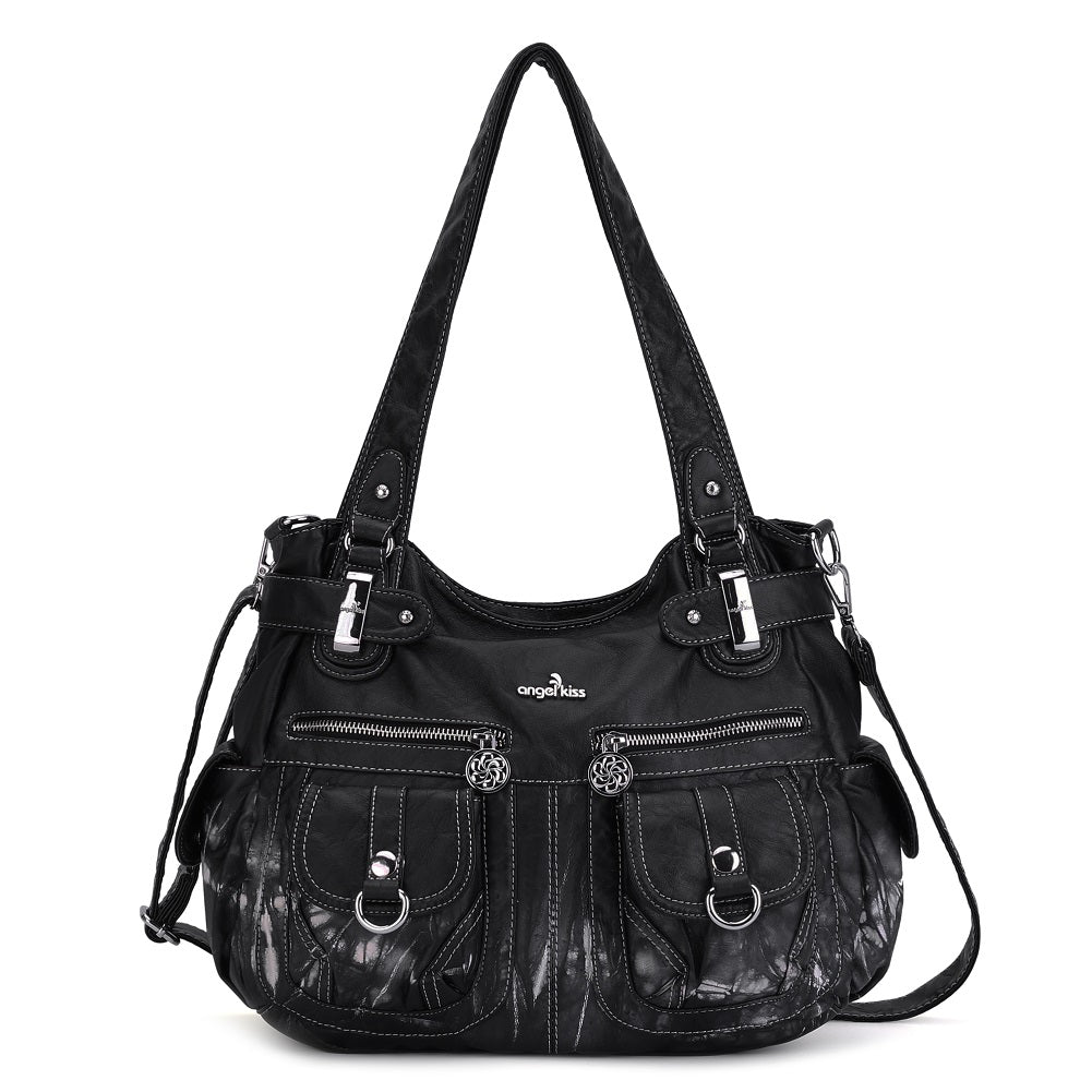 Washed Leather Hobobags Women Shoulder Bags-Angelkiss Bag