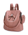 large capacity solid color multi-functional backpack-Angelkiss Bag