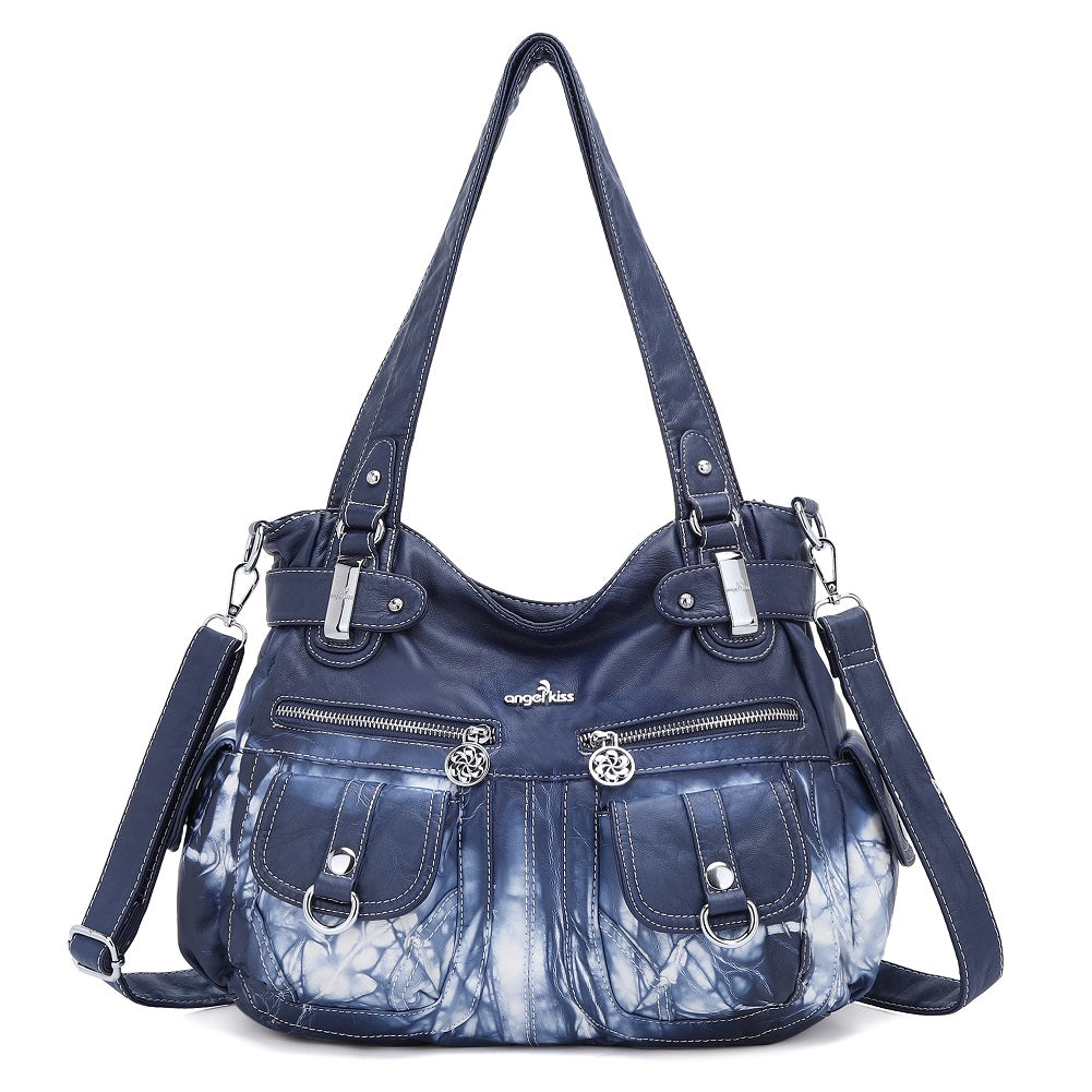 Washed Leather Hobobags Women Shoulder Bags-Angelkiss Bag