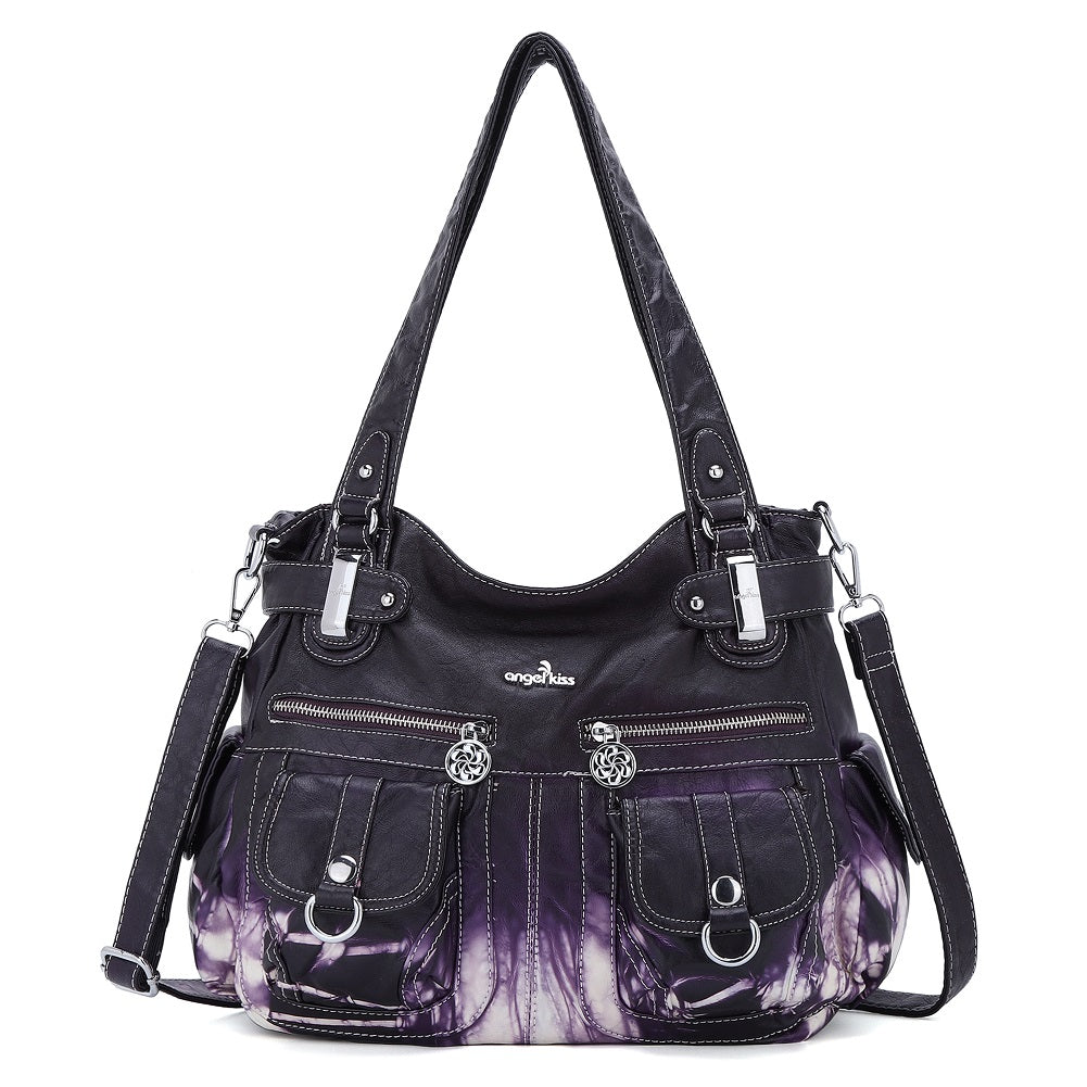 Washed Leather Hobobags Women Shoulder Bags-Angelkiss Bag