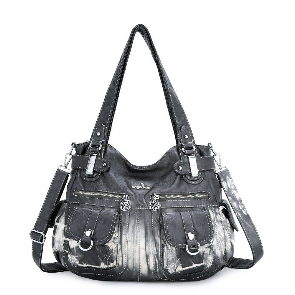 Washed Leather Hobobags Women Shoulder Bags-Angelkiss Bag