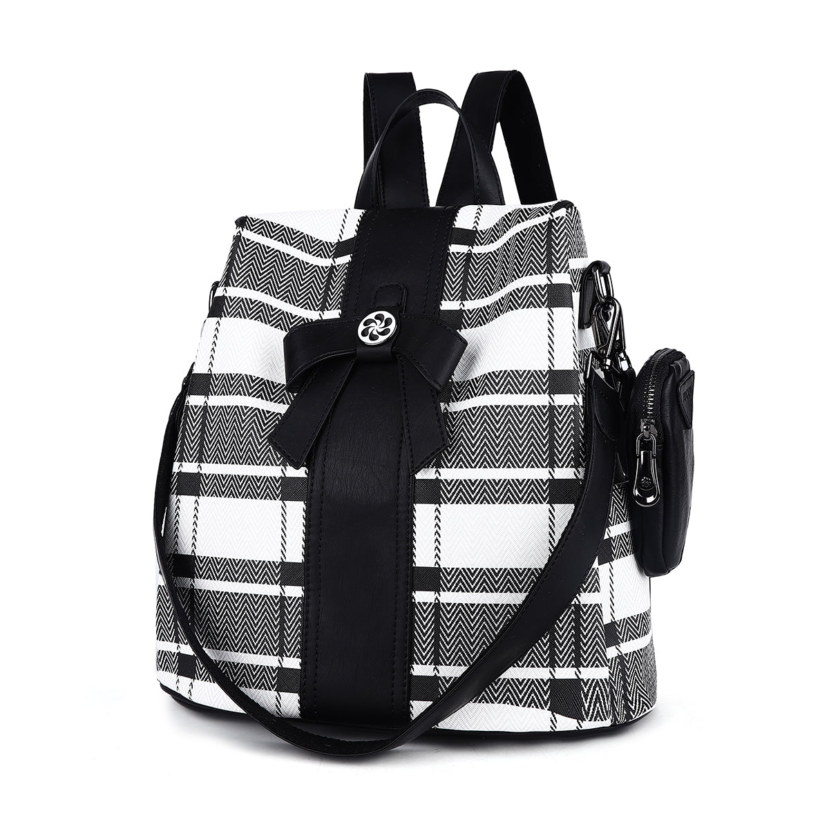 fashion plaid daily lightweight backpack-Angelkiss Bag