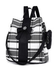 fashion plaid daily lightweight backpack-Angelkiss Bag
