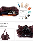 Washed Leather Hobobags Women Shoulder Bags-Angelkiss Bag