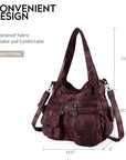 Washed Leather Hobobags Women Shoulder Bags-Angelkiss Bag