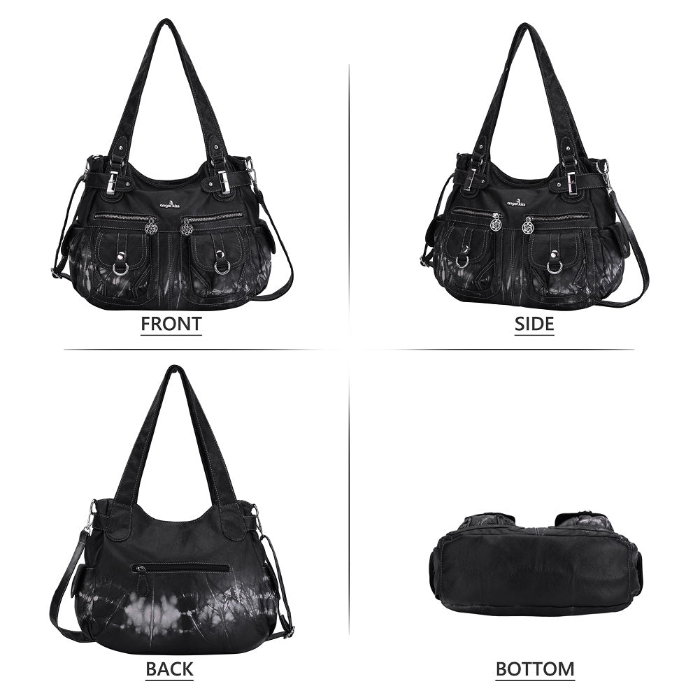Washed Leather Hobobags Women Shoulder Bags-Angelkiss Bag