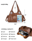 Women's waterproof solid color vintage Hobo shoulder bag and tote-Angelkiss Bag