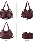Washed Leather Hobobags Women Shoulder Bags-Angelkiss Bag