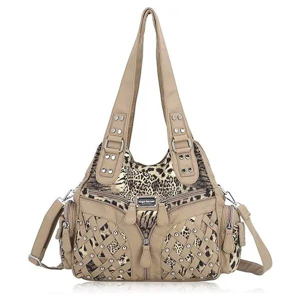 Women wash water PU leather multi-functional tie dye hardware accessories handmade hobo bag