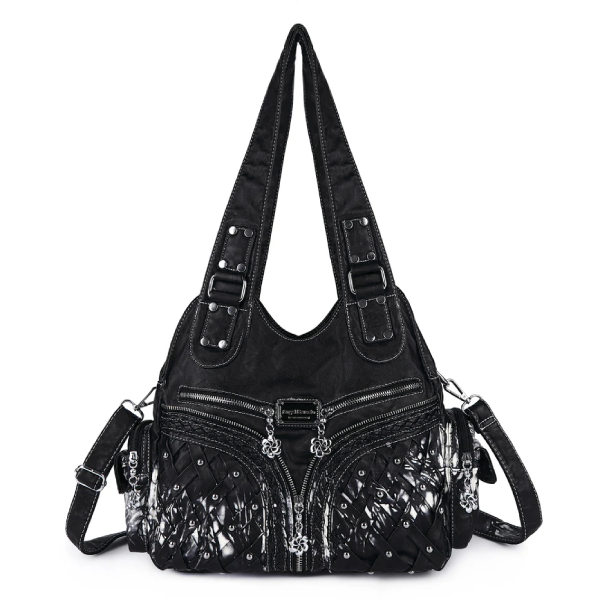 Women wash water PU leather multi-functional tie dye hardware accessories handmade hobo bag