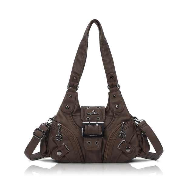 Retro Utility Multi-Pocket Satchel Shoulder-Crossbody Bag