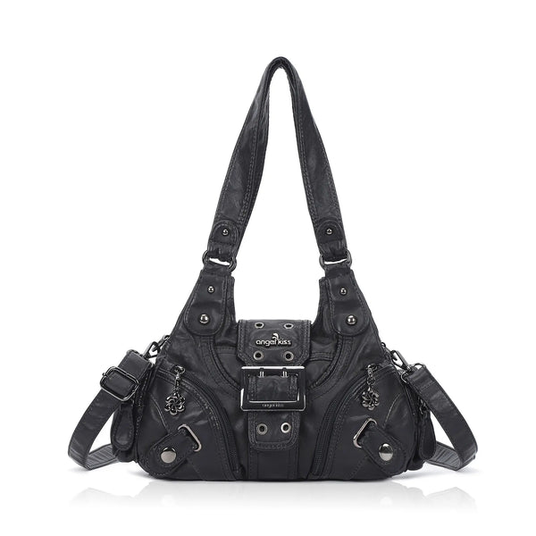 Retro Utility Multi-Pocket Satchel Shoulder-Crossbody Bag