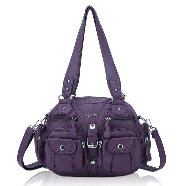 Washed PU Leather Handbag Unique Style For Women
