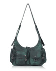 Vintage Multi-Pocket Slouchy Shoulder Bag with Utility Detail